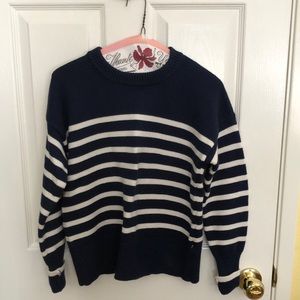 Navy and white sweater